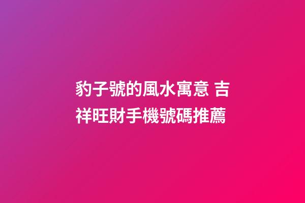 豹子號的風水寓意 吉祥旺財手機號碼推薦